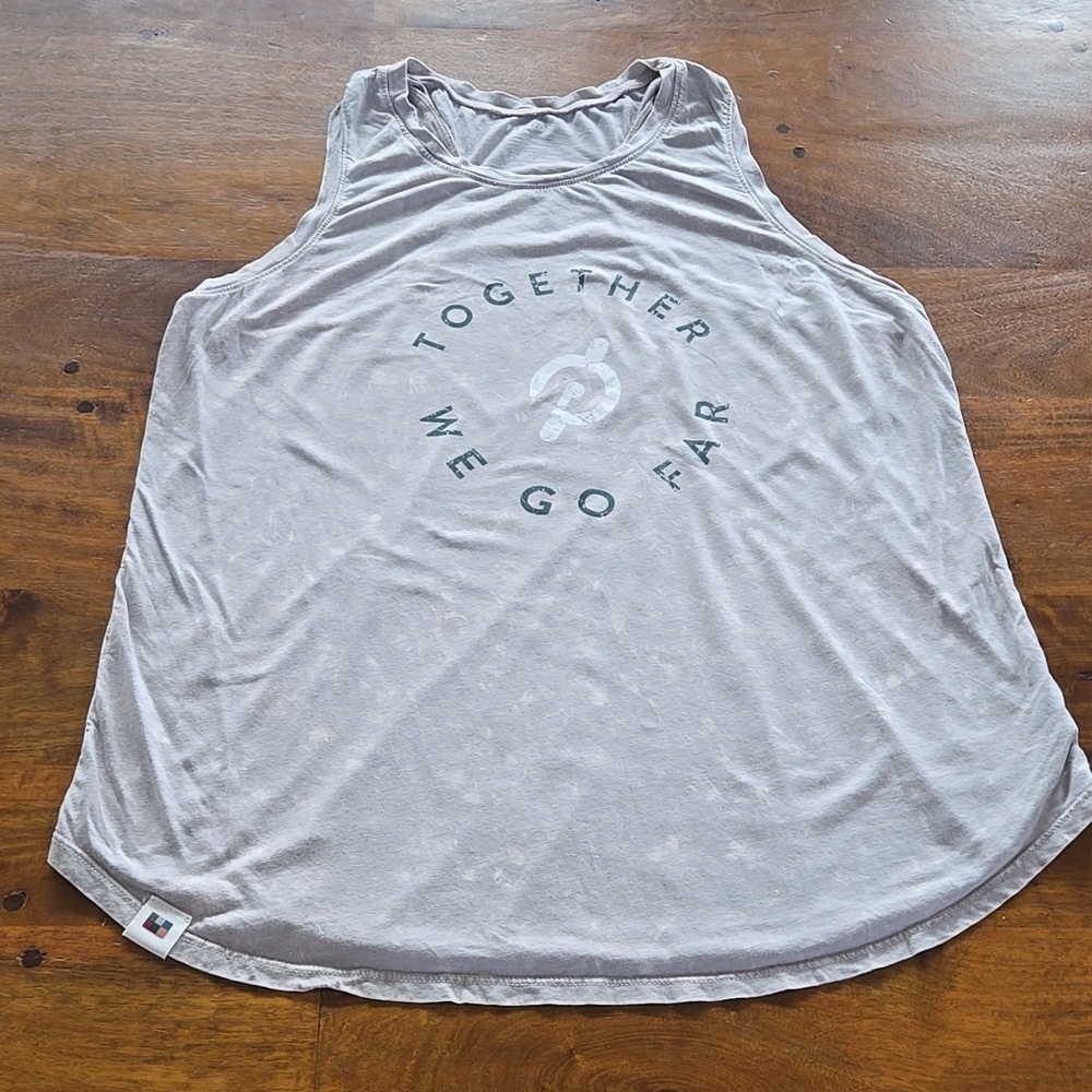 Peloton Gray Acid Wash Distressed Racerback Tank Top Size XL